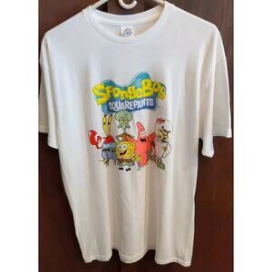 Delta Pro Weight Mens T-Shirt SpongeBob SquarePants Large White Nickelodeon NEW